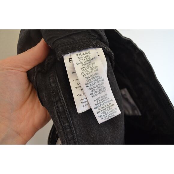 Frame Le Crop Mini Boot Jeans Faded Black Frayed Hem Size 27 - Picture 7 of 7